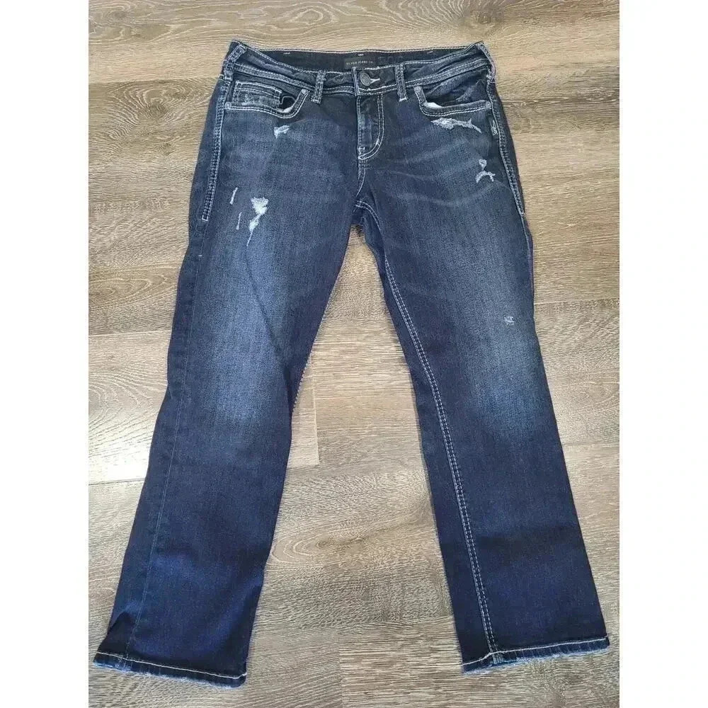 Silver Jeans womens suki‎ capri distressed size 30 x 22 #11